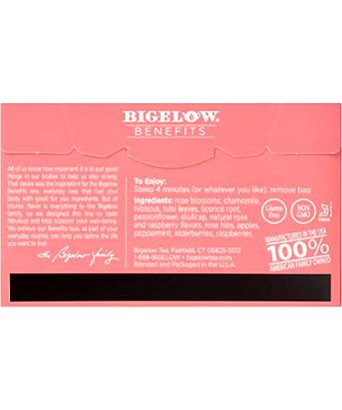 Bigelow Benefits Rose & Mint Herbal Tea Stress Free (2 Packs of 18 Tea Bags each)  - Buy Online on GoSupps.com