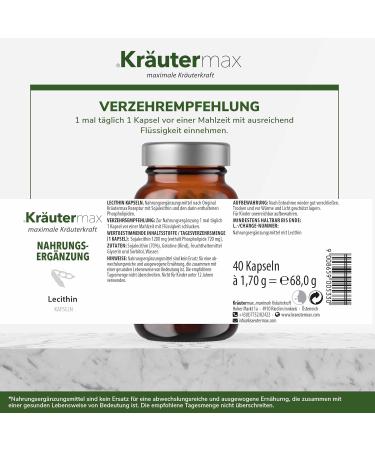 Herbal Max Lecithin capules powder soy furnished nutrition supplement soyalcithine 1 x 40 pieces - Buy Online on GoSupps.com