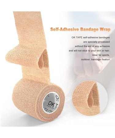 OK TAPE Self Adhesive Bandage Wrap 2in x 5yards (12 Packs) - Cohesive Athletic Tape for Sports - White 2 Inch x 5 Yards - Buy Online on GoSupps.com