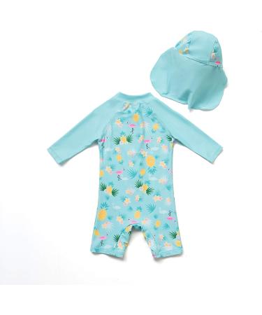 Bonverano Baby Girls Swimsuit | Long Sleeve One Piece Bathing Suit | UPF 50+ Sun Protection | Pineapple Design | 18-24 Months - Buy Online on GoSupps.com
