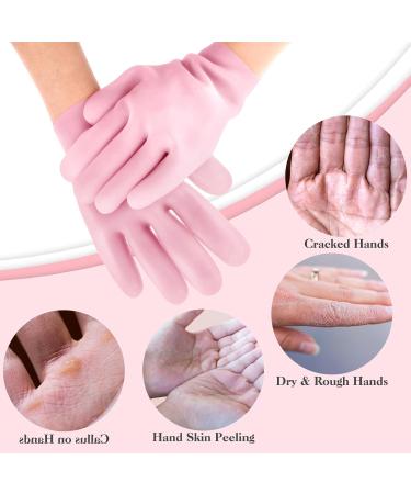 Sibba 2 Pairs Silicone Moisturizing Gloves Spa Gel Hydrating Gloves Women's Hand Care Gloves Anti Slip Aloe Lotion Gloves for Repairing Dry Hand Calluses Cracked Heels and Softening Rough Skin Pink - Buy Online on GoSupps.com