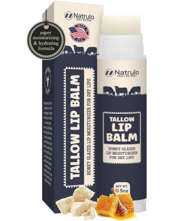 Beef Tallow Lip Balm Natural Tallow Beeswax Chapstick Hydrating Moisturizer Grass Fed Bison Tallow Balm Lip Care Soothes Chapped Dry Lips Sensitive Skin Long Lasting & Vitamin Rich USA-Made
