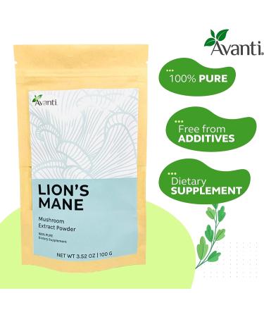 100% Lion's Mane Mushroom Extract Powder - Pure & Additive-Free - 3.52 Oz - Buy Online on GoSupps.com