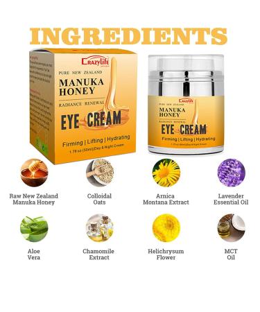 Buy Manuka Honey Eye Cream - Reduce Dark Circles & Puffiness | Anti-Aging Retinol & Aloe Vera Formula for Fine Lines - Buy Online on GoSupps.com