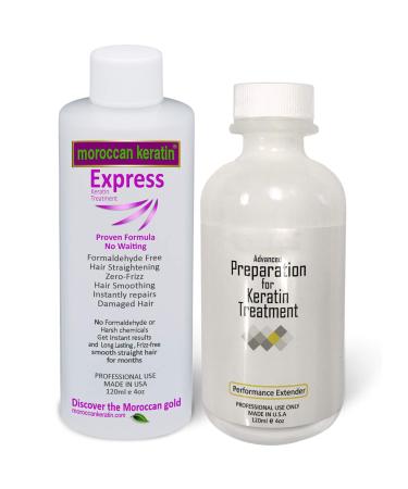 Express Formaldehyde-Free Brazilian Keratin Hair Treatment Kit Blowout Straightening No Wait Formula Natural Organic Results with Booster Keratina Para Alisar El Pelo