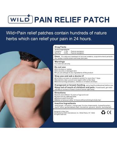 WILD+ Back Pain Patches Large - 12 Patches | Maximum Strength Relief for Back, Shoulder, Knee, Neck & Joint Pain | Fast Acting & Long Lasting - Buy Online on GoSupps.com