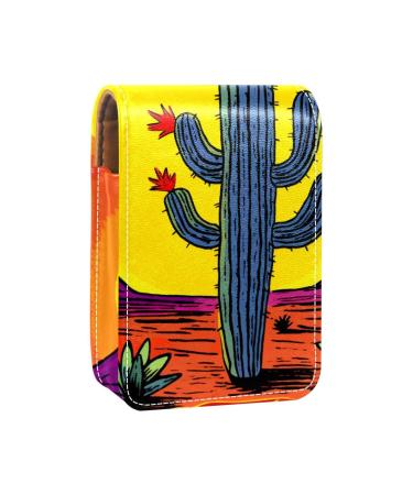 Travel Lipstick Organizer Case Lipstick Case Portable Makeup Bag With Mirror Welcome Green Desert Cactus H266x1gjty