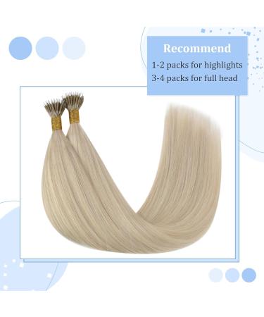 Youngsee Nano Ring Extensions | Real Hair Ash Blonde 35cm | Remy Hair 50g #18/613 | Quality Nano Hair Extensions - Buy Online on GoSupps.com
