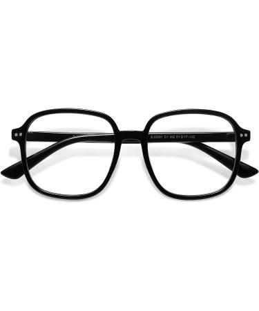 Sojos Oversized Square Blue Light Blocking Glasses for Women - TR90 Frame - SJ5081 C1 Black Frame - Buy Online on GoSupps.com