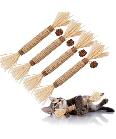 Cat Toys Silvervine Chew Stick,Kitten Treat Catnip Toy 10Pack Kitty Natural Stuff with Catnip for Cleaning Teeth Indoor Dental Snack Interactive Exercise Hamster Chinchilla Gerbil Rabbit Bunny GREMBEB 4pack