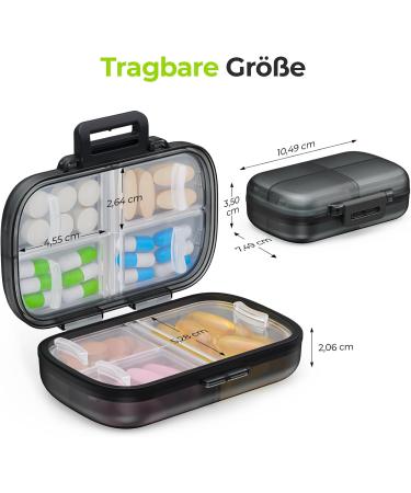 Auvon 7-Day Portable Pill Organizer - Compact Travel Medication Box with Ergonomic Closure for Vitamins & Fish Oils - 1 Pack (Black) - Buy Online on GoSupps.com