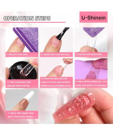 U-shinein 2x15ml Solid Nail Glue Gel - Acrylic & Press-On Nail Tips Translucent Pink & Transparent for Nail Art Manicure - Buy Online on GoSupps.com