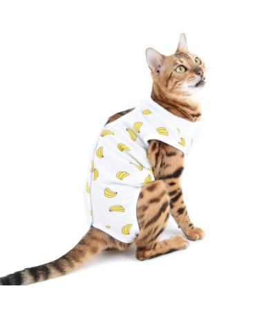 Selmai Medical Pet Shirt Cat Body For Dogs after op dog castration soft cotton e-collar alternative for pets Nursing Clothing Wound Protection Prevent Licking Skin Diseases Yellow XL XL Banana