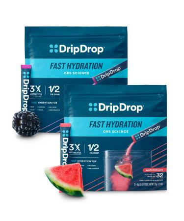 DripDrop Hydration - Electrolyte Powder Packets - Watermelon & Berry - 64 Count