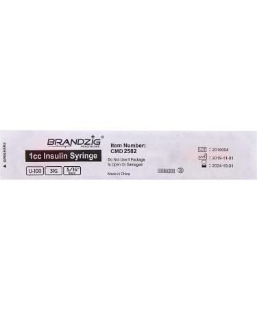 Brandzig Ultra-Fine Insulin Syringes 31G 1cc 5/16 100-Pack | Thin Diabetes Needles - Buy Online on GoSupps.com