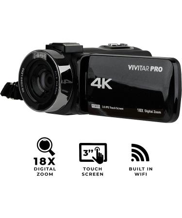 Vivitar 4K Wi-Fi Camcorder with 18x Digital Zoom, Night Vision, and 3.5mm Microphone Jack - Buy Online on GoSupps.com