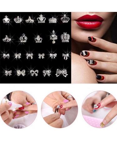 Colorful Butterfly Nail Rhinestones & 3D Silver Bows Set - Manicure Decoration Supplies for Women & Girls - Buy Online on GoSupps.com