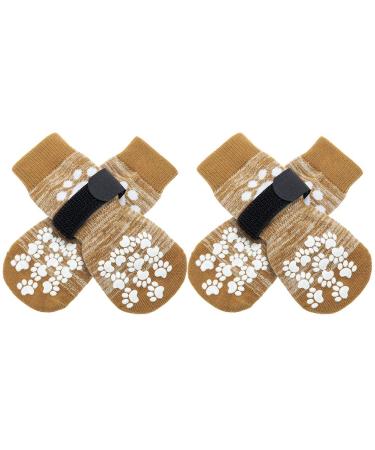 Expawlorer on both sides of the non -side dog socks - soft and breathable paw protection for all dogs with adjustable straps traction control for indoor use on the wooden floor Khaki XS X -Small (4 Count) Khaki - Buy Online on GoSupps.com