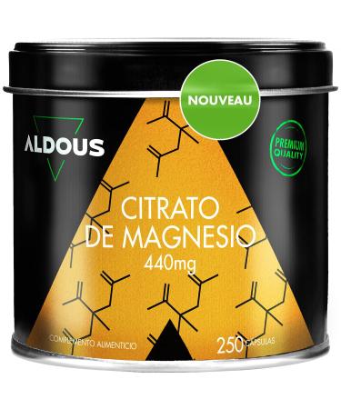 Magnesium Citrate | 250 Capsules | Elemental Magnesium 220mg | Highly Bioavailable Magnesium | Fatigue & Fatigue | Bone & Joints Muscle | Made in Europe