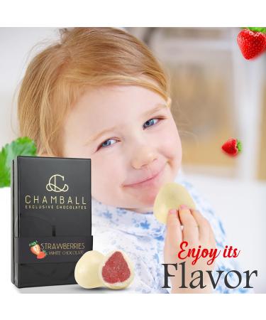 Chamball Fraises Bo te de fraises enrob es de chocolat blanc belge artisanal Bouch e exclusive aux fraises Parfait savourer Assortiment de chocolats Chocolats artisanaux - Buy Online on GoSupps.com