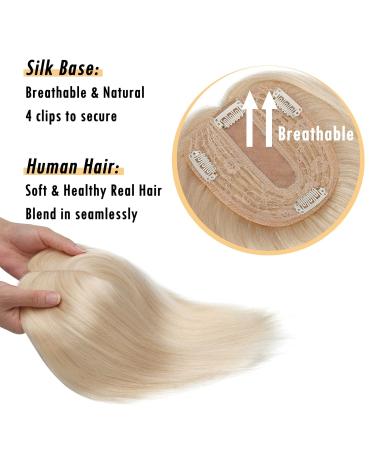 Rich Choices Clip-in Hair Topper for Women - 130% Dense Remy Human Hair Extensions 40cm #60 Wei blond - 50g Toupet - Buy Online on GoSupps.com