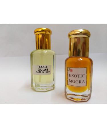 Rose (Gulab Fasli) and Exotic Mogra Attar/Ittar concentrated Perfume Oil - 10+10 ml Beautiful Floral Aroma Combo