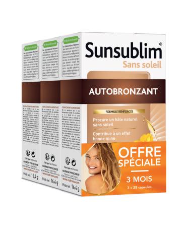 NUTREOV - Sunsublim No Sun, Self Tanning - Food Supplement with Natural Origin Active Ingredients - 28 Capsules (3 Pack)
