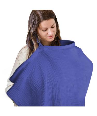 Nursing Cover Breastfeeding Baby Cotton Breastfeeding Cover Up Soft Nursing Covers with Adjustable Hoop Breast Feeding Cover for Mum(Light Blue)