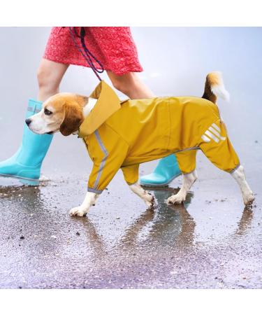 Dog Waterproof Raincoats Adjustable Drawstring Outdoor Puppy Raincoat Poncho Pet Hooded Waterproof Reflective Rain Coat for Small Medium Dogs (Yellow L) Large Yellow - Buy Online on GoSupps.com