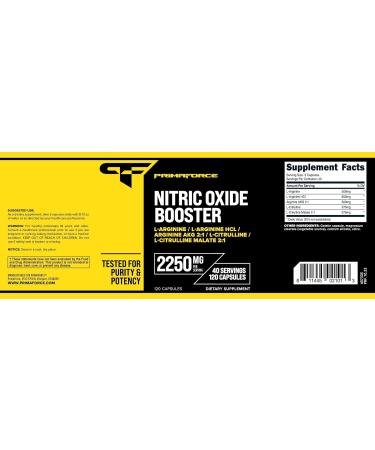 Primaforce Nitric Oxide Booster - 2 250mg 120 Capsules | Enhance Workout Performance & Recovery | International Shipping Available - Buy Online on GoSupps.com