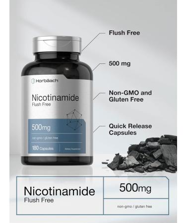 Horb ach Nicotinamide 500mg | 180 Capsules | Flush Free Dietary Supplement | Non-GMO and Gluten Free Vitamin - Buy Online on GoSupps.com