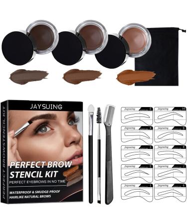 2 Brow Pomade - Makeup Brow Stamp Set of 6 Long-Lasting Waterproof & Smudge-Proof Include Brow Stencil Sponge Applicator Dual Angled Brow Brush Brow Shaper for Women Pochy 2 Pcs a - Buy Online on GoSupps.com
