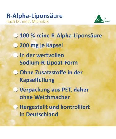 R-Alpha Lipoic Acid 200mg by Dr. Med. Michalzik - Pure Sodium R-Lipoate Additive-Free 120 Capsules - Biotikon International Shipping - Buy Online on GoSupps.com
