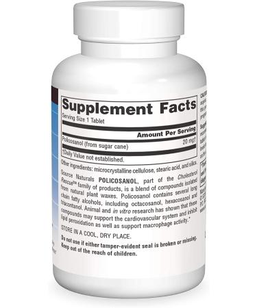 Source Naturals Policosanol 20 mg - 60 Tablets for Heart Health & Cholesterol Support - Buy Online on GoSupps.com