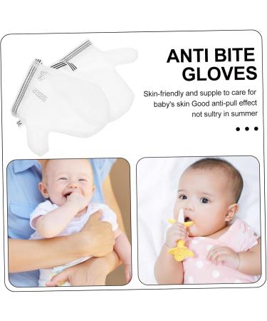 FRCOLOR 1 Pair Anti-eating Gloves Anti Scratching Gloves Stop Nail Biting Necessities Boy Finger Sucking Guard Newborn Thumb Sucking Glove Weaning Mittens Essentials Girl Nylon Baby White - Buy Online on GoSupps.com