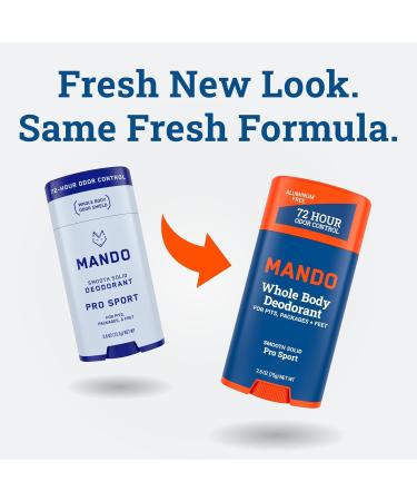 Mando Whole Body Deodorant - Invisible Cream and Solid Formulas - 72 Hour Odor Control - Aluminum & Baking Soda Free - Skin Safe - 3 oz Cream & 2.6 oz Solid Bundle - Pro Sport - Buy Online on GoSupps.com