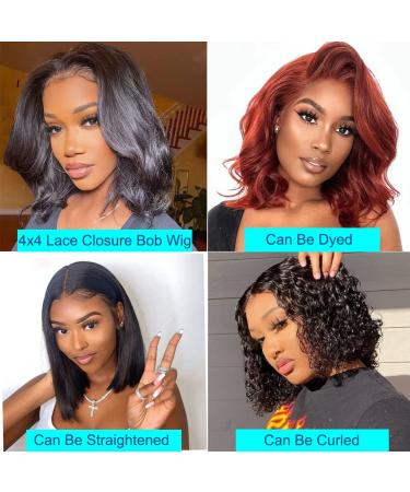 Apomedite 10 Inch Short Bob Human Hair Wig | Body Wave Lace Closure Wig for Black Women | Pre Plucked Glueless Ocean Wavy Lace Front Wig - Natural Color - Buy Online on GoSupps.com