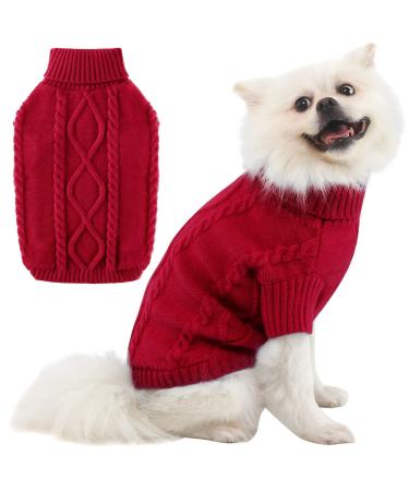 Dog sweater Small dogs dog sweater French bulldog pet winter clothing knitting goods roll collar warm soft pet coat clothing for puppies small medium dog red xxl xxl red