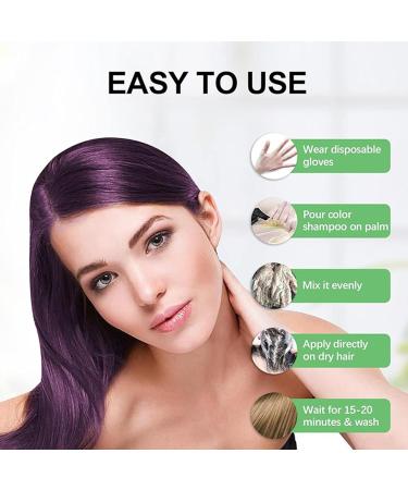 3 en 1 : Shampooing teinture et soin capillaire instantan 200 ml Shampoing colorant pour cheveux gris pour hommes et femmes Couvre les cheveux blancs en 10 minutes (Violet) pourpre - Buy Online on GoSupps.com