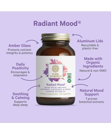 Pure Synergy Radiant Mood | Natural Mood and Sleep Supplement with Organic Saffron | with Saffron Lemon Balm and Magnolia Bark | for Sleep and Stress Support (60 Capsules) - Buy Online on GoSupps.com