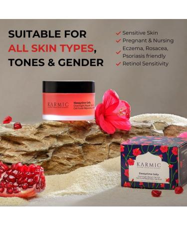 Karmic Skin Anti Ageing Night Face Cream | Wrinkle Dark Spot & Hyperpigmentation Facial Moisturiser | Vitamin C & E Natural Retinol | For Women & Men | Hydrating Anti Aging Sleepytime Gelly - Buy Online on GoSupps.com