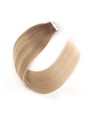 Sixstarhair Invisible Tape Extensions Real Hair 20pcs 50g 45cm Ash Brown to Dirty Blonde Balayage #8/16/60 - Perfect for Cancer Patients - Buy Online on GoSupps.com