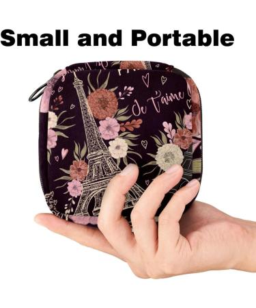Portable Women's Binding-Up Bags - Menstrual Cup Pocket & Pads for Teens | Eiffel Tower Design - Buy Online on GoSupps.com