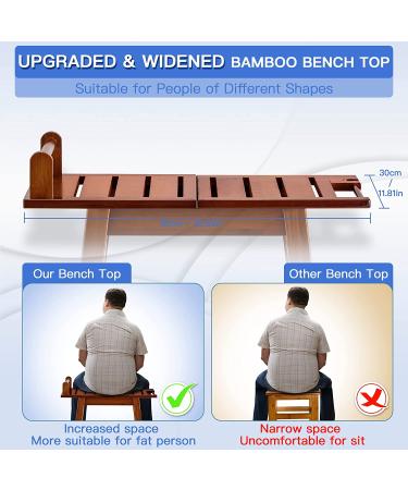 ETECHMART 2-Tier Bamboo Shower Bench 24 Inch Spa Stool with Storage Shelf - Brown - Buy Online on GoSupps.com