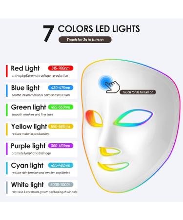 LED Face Mask Light Therapy 7 Colors Rechargeable Blue & Red Skin Care Device for Radiant Skin - Buy Online on GoSupps.com