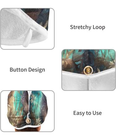 Cute Sloth Flowers Hair Towels 2 Pack | Super Absorbent Quick Dry Hair Turbans for Women & Girls - Buy Online on GoSupps.com