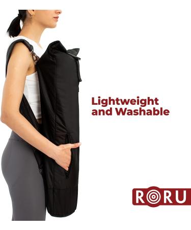 RORU Concept Large Yoga Mat Bag Tote - Lightweight & Washable - Adjustable Carrier for 28-31.5 Wide Mats - Front Pocket - Dual Use Straps - Unisex Black - Buy Online on GoSupps.com