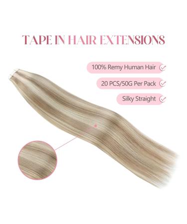 Sixstar Hair Tape In Extensions - Real Remy Hair 20 Pieces 50g Blonde #8/60 40cm - Premium Quality for Women - Buy Online on GoSupps.com