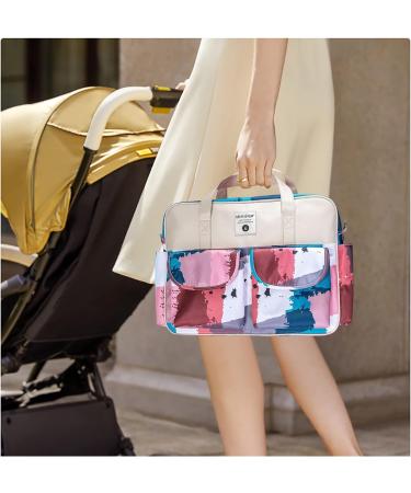 SONARIN Large Capacity Waterproof Baby Changing Bag with Shoulder Strap & Changing Mat - Multi-Function Diaper Tote Satchel for Travel (Color Stitching) - Buy Online on GoSupps.com
