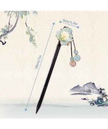 2pcs Chinese Traditional Flower Hair Sticks - Retro Wooden Hairpin with Tassel (Style A) - Buy Online on GoSupps.com